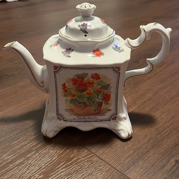Vintage Crown Dorset Tea Pot Carriage Style Staffordshire England African Violet